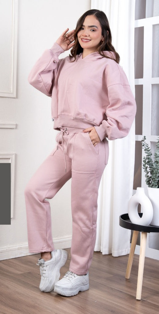 Conjunto Cargo Hoodie Mujer Rosado – Cozy Urban Set