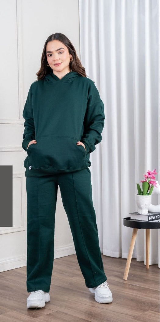 Conjunto Hoodie Mujer Verde Botella – Urban Cozy Set